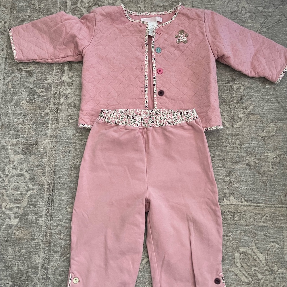 Janie and Jack Quilted Pink Pajama Set